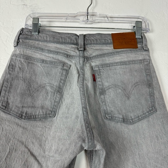 Levis Jeans Denim Wedgie Straight Light Wash Grey Silver Solid Premium Cotton - Picture 6 of 10